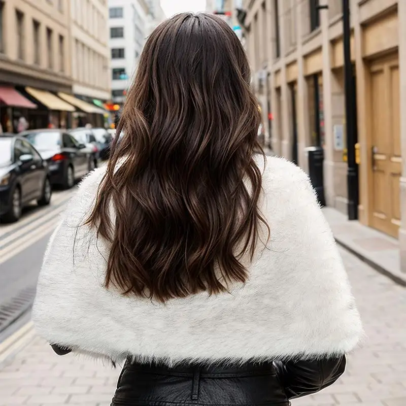 

Модный платок из полиэстера с меховым эффектом, женское пальто с воротником, шарф, осень-зима, теплые аксессуары, без бренда CP055