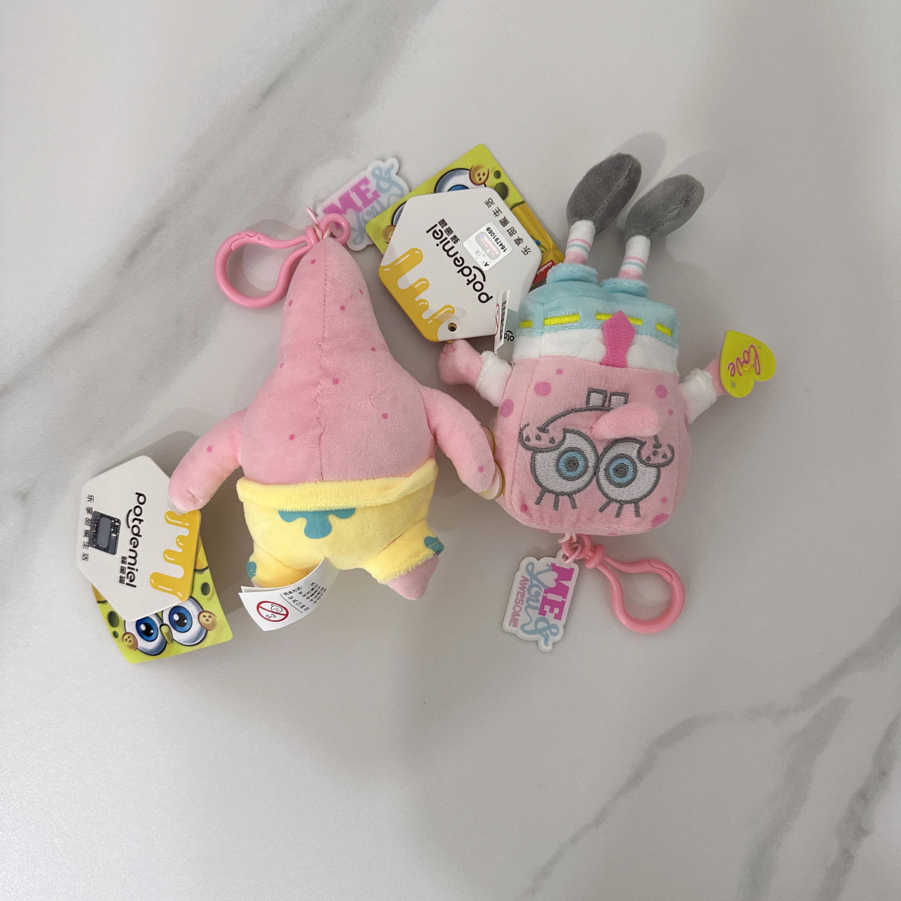 Anime Pink Spongebob Squarepants Patrick Star Kawaii Cartoon Keyring Stuffed Plush Toys Keychain Birthday party Gift For Kids