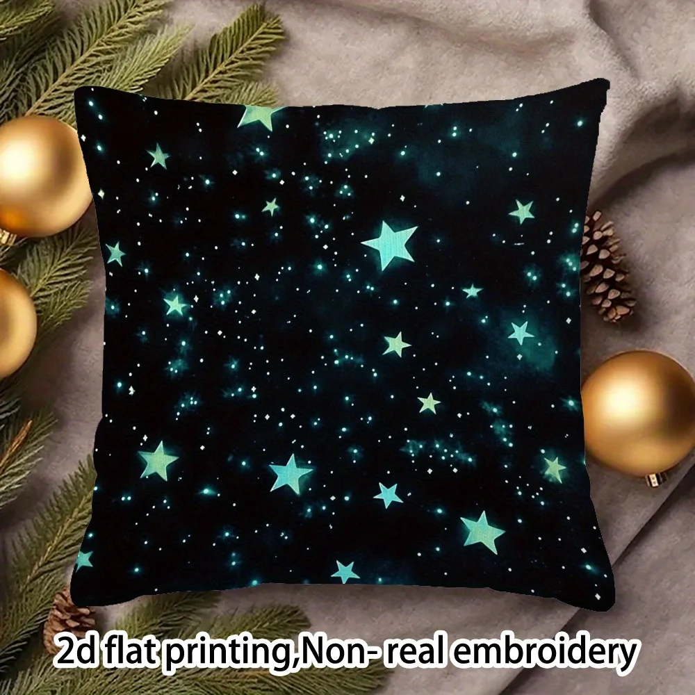 Modern Luminous Stars Pillow Case Double-Sided 2D Flat Printed Decorative Cushion Cover, Machine Washable Home Office Decor, 1PC