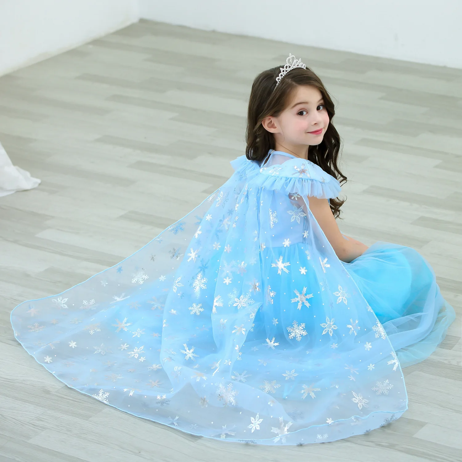 Girls Elsa Dress Kids Clothes Sequined Princess Costume with Cloak Children Snow Queen Halloween Birthday Cosplay Elsa Disfraz