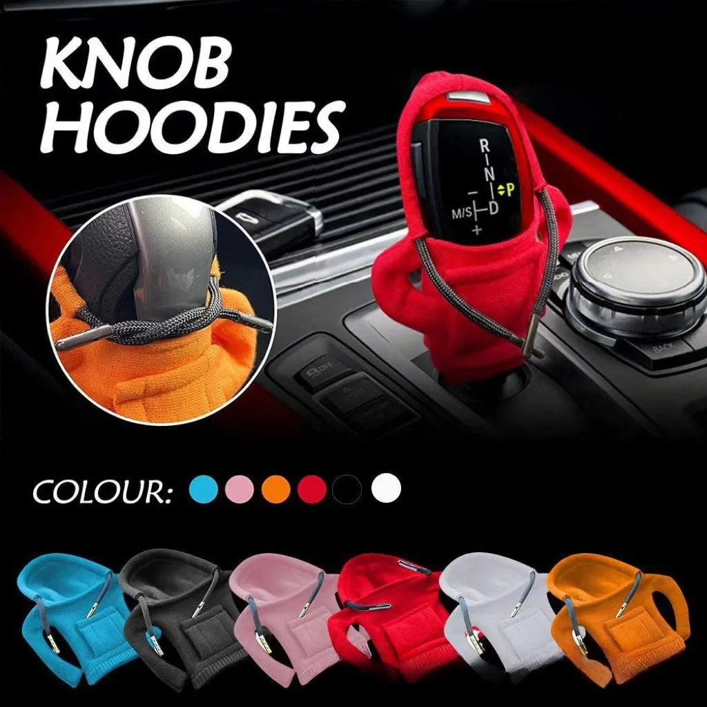 

New Car Gear Shift Hoodie Knob Cover Gearshift Handle Gear Lever Decorative Hoodie Sweatshirt Cover Auto Interior Decor