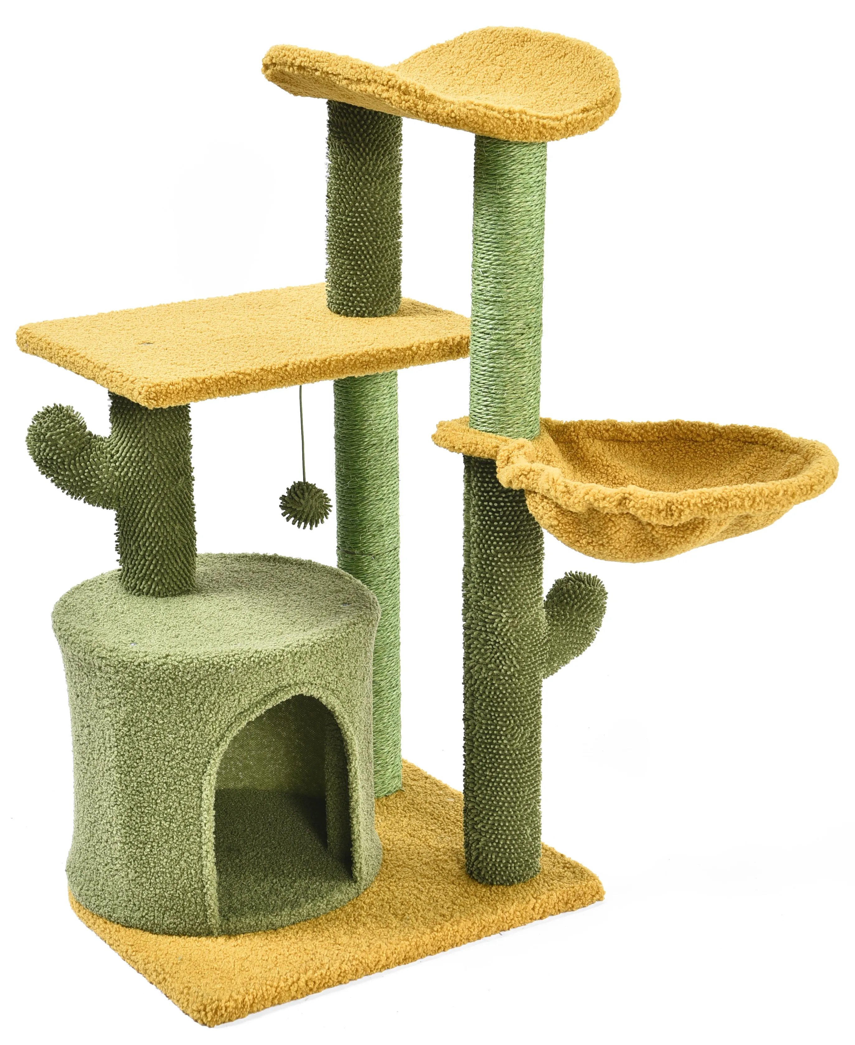 Tall Green Cactus Cat Tree Scratcher Tower Furniture Natural Sisal  Scratching Posts