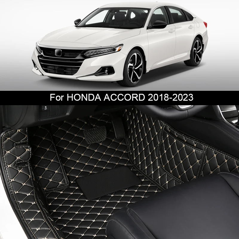 

For Honda Accord Hybrid 2018-2023 LHD Custom PU Leather Car Foor Mat Wear Resistant Waterproof Wire Mat Internal Auto Accessory