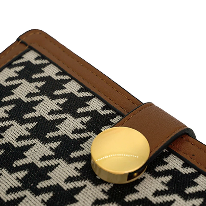 New Women's Three-Fold Wallet Short Hasp Houndstooth Wallet Student Minimalist Cute Card Holder Coin Purse Clutch Bag