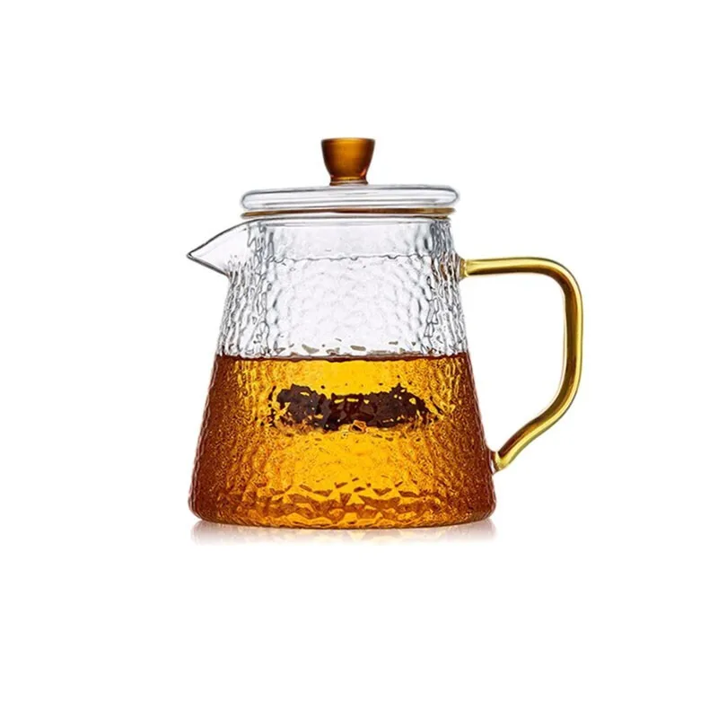 Hammer Pattern Glass Teapot Filtration Creative Thickening Small Single Pot Kung Fu Tea Flower Tea Red Tea Set for Household Use