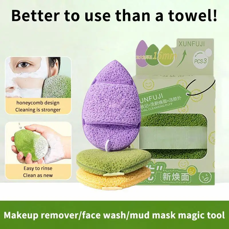 Soft Facial Cleansing Sponge Exfoliate Blackhead Deep Clean Makeup Remover Sponge Quick Foam Face Wash Pad