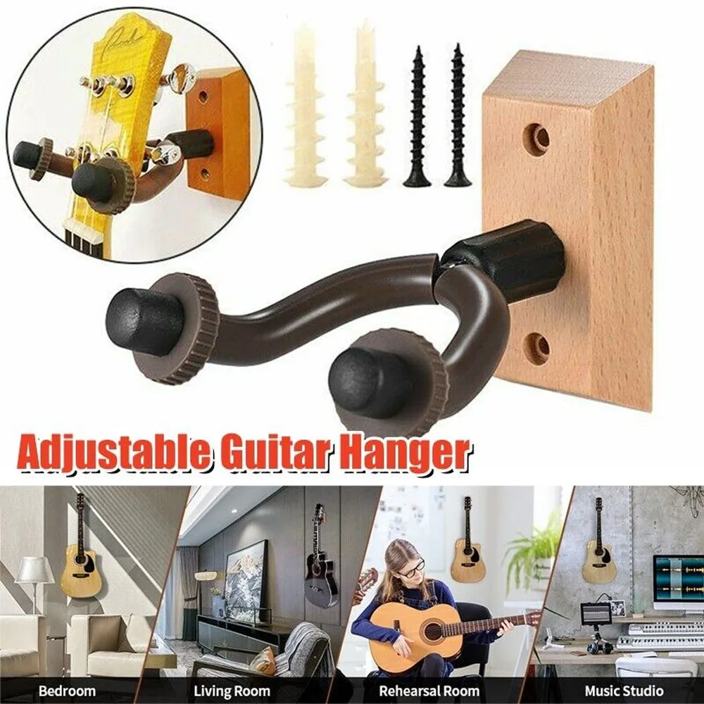 Wooden Guitar Hanger Wall Mount Hook Rack Bracket Bass Ukulele Display Stand  Acoustic Guitar Violin Bass Guitar Instrument Part