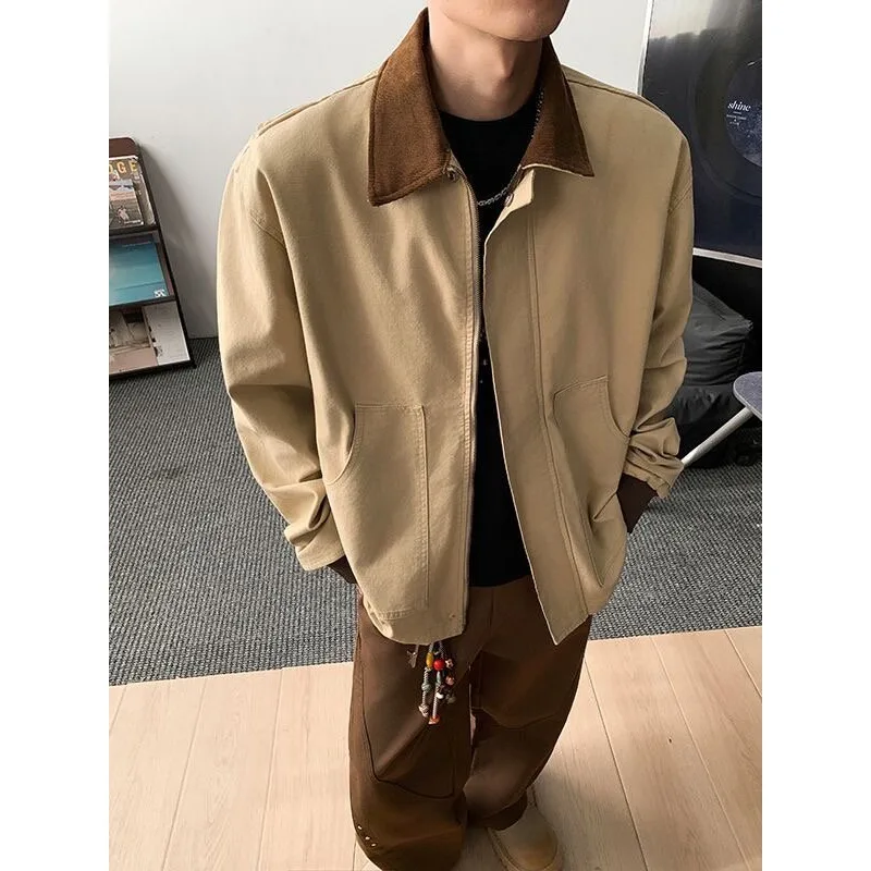 

Свободный американский бейсбольный джгут для мужчин, повседневная верхняя одежда с отложным воротником, осень-зима, большие размеры 250, Pou