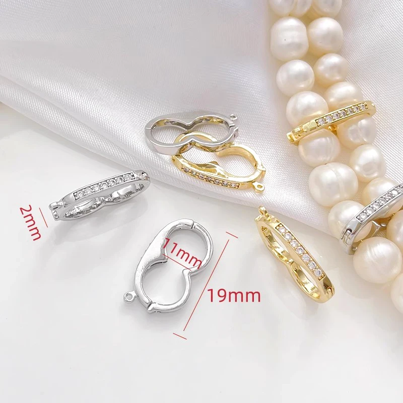 2 Pieces  Brass Plated Genuine Gold 8-shaped Clip Buckle  DIY Makes Jewelry, Necklaces, Bracelets, Positioning Accessories