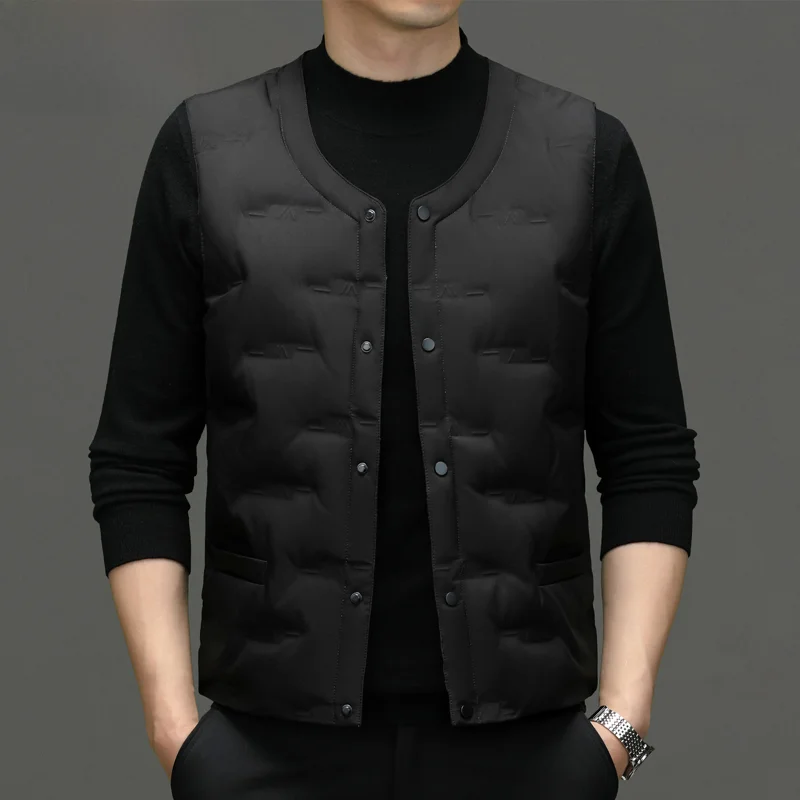 

Мужской пуховый жилет Snow Flng, белый гусиный пух, воротник-стойка, теплая внутренняя модная городская зимняя верхняя одежда