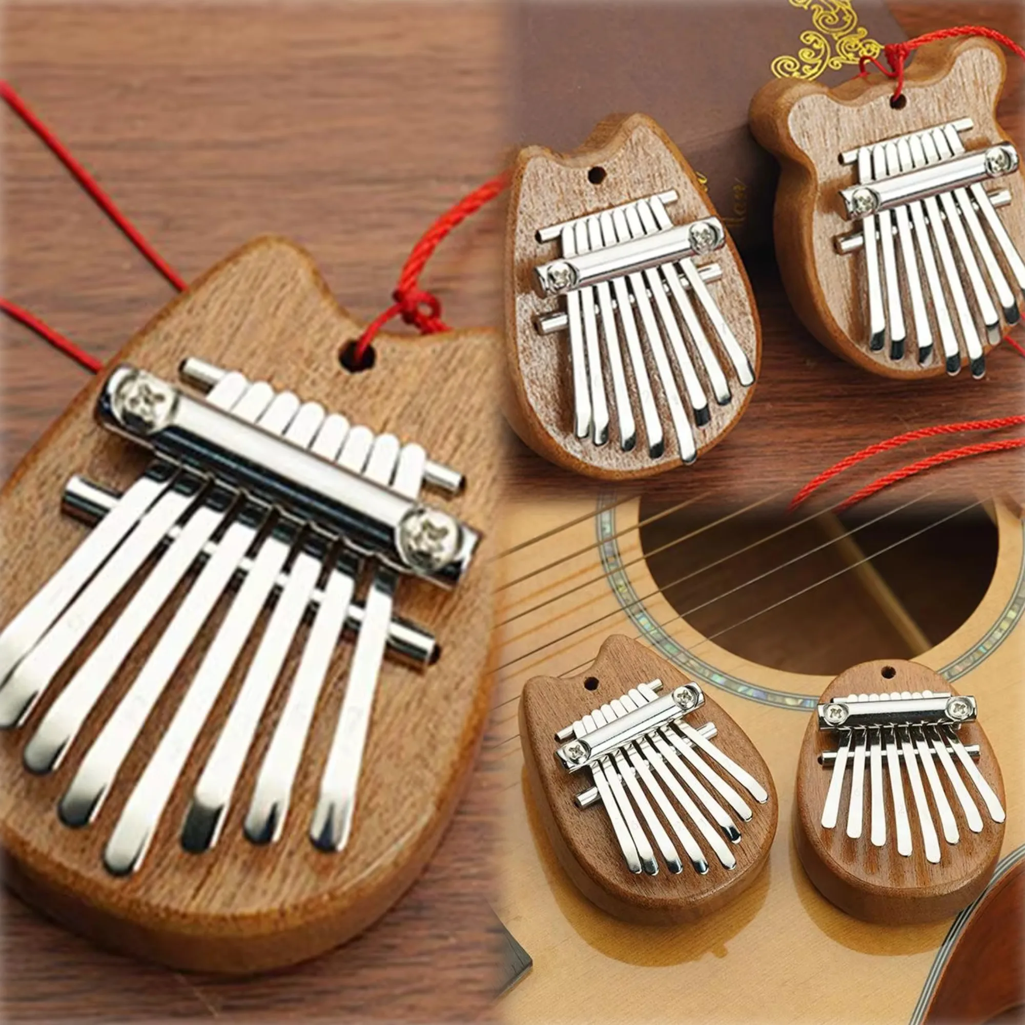 Mini Kalimba Daumenklavier mit 8 Tasten, 1 Packung, Wassertropfen-Stil, niedliches Instrument, tragbar, exquisites Geschenkset für Kinder