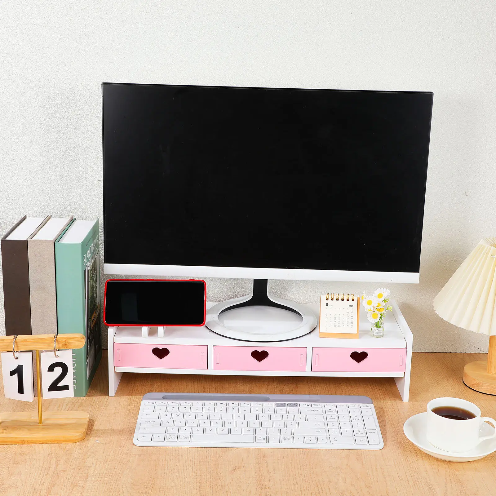 1Pcs Laptop Riser Stand with Organizer Drawer Monitor Elevator for Desktop Computer Screen Neat Workspace Solution Eco Friendly