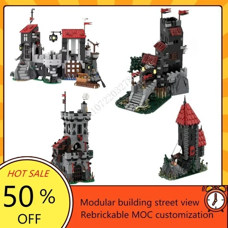 

MOC Средневековый замок, модель головоломки на заказ, упаковка волка, расстерок, фортучая башня, замок, волк, камень, образование, сделай сам, игрушка для детей, праздничные подарки