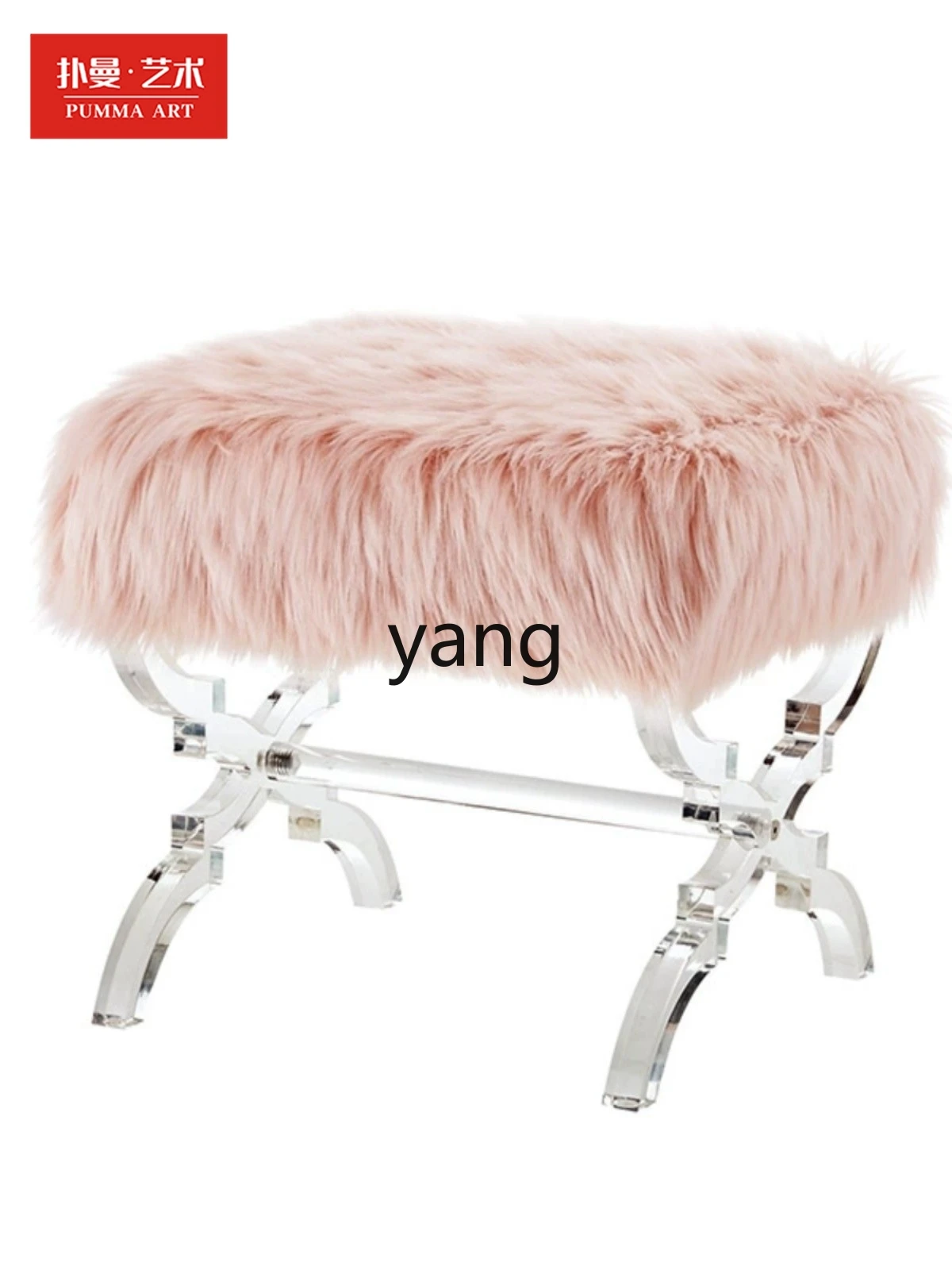 LTT model room simple beauty beach sheep wool makeup stool complete transparent acrylic shoe change creative piano stool