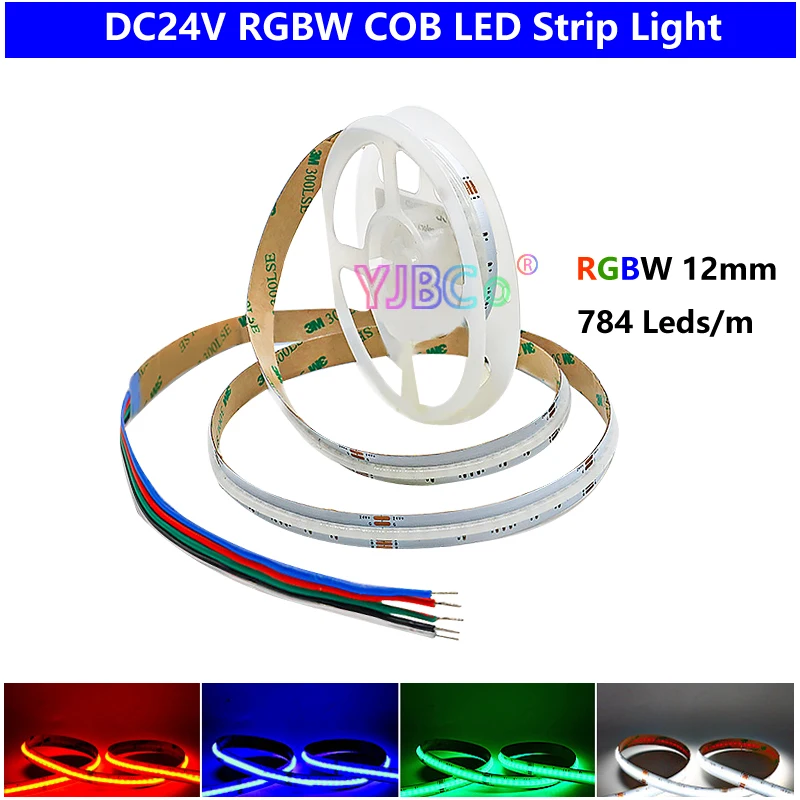 DC 12V 24V RGB RGBW RGBWC COB LED Strip 768 840 LEDs/m High Density Flexible FOB COB RA90 Linear Dimmable Led  Light Taple IP33