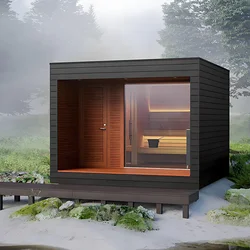 High-quality 6-person outdoor sauna with Hemlock modern design wet steam function computer control panel customizable