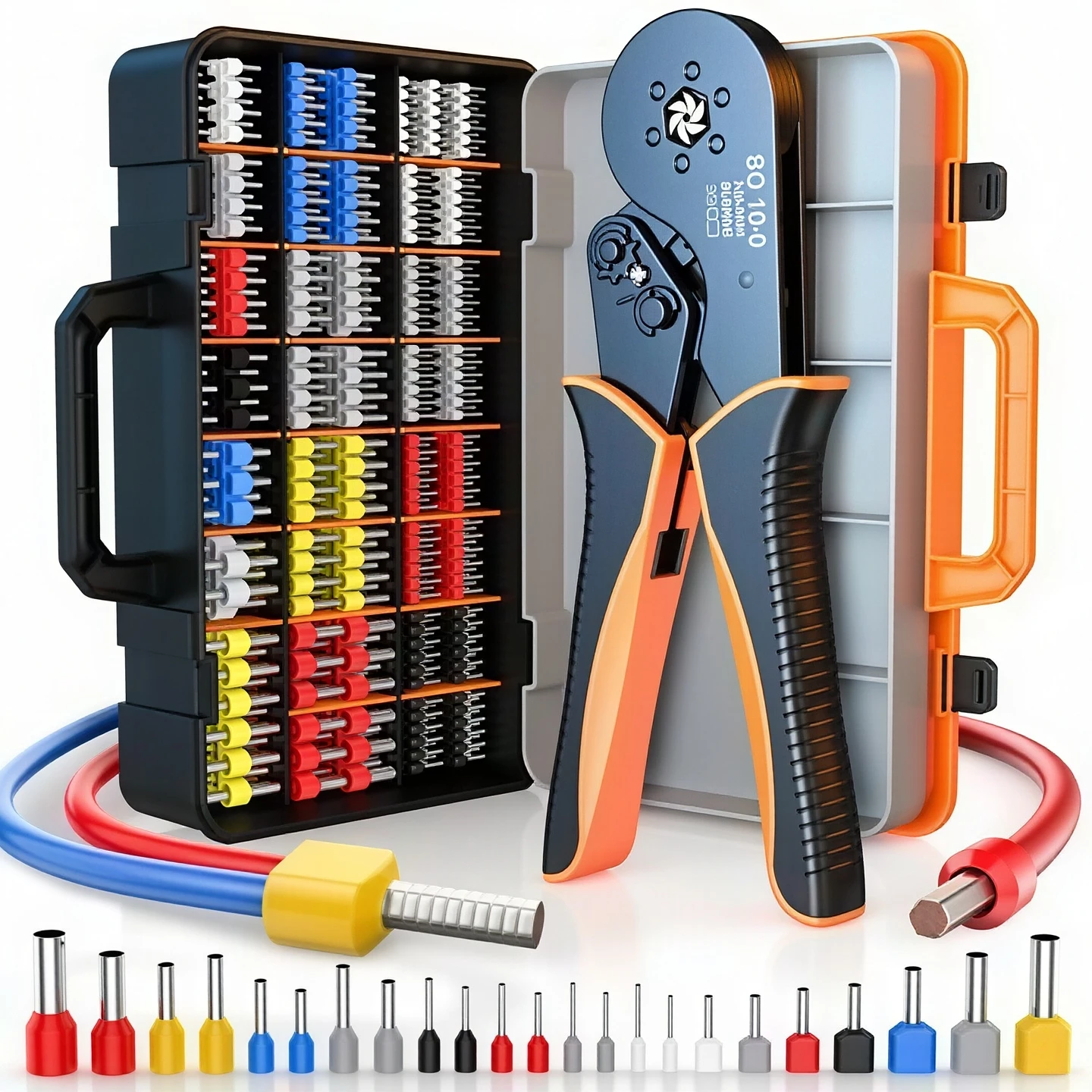 

Heavy-Duty Crimping Set Hsc10 16-6A Heavy-Duty Wire Crimping Tool Kit, Includes 1200 Wire Connectors + 164Pcs Heat Shrink Set, Insulated Ve Tubular Crimp Terminals, Self-Adjusting Ratchet Crimping Tool Kit, Crimping Pliers Set Hsc10 16-6A with 164Pcs Heat