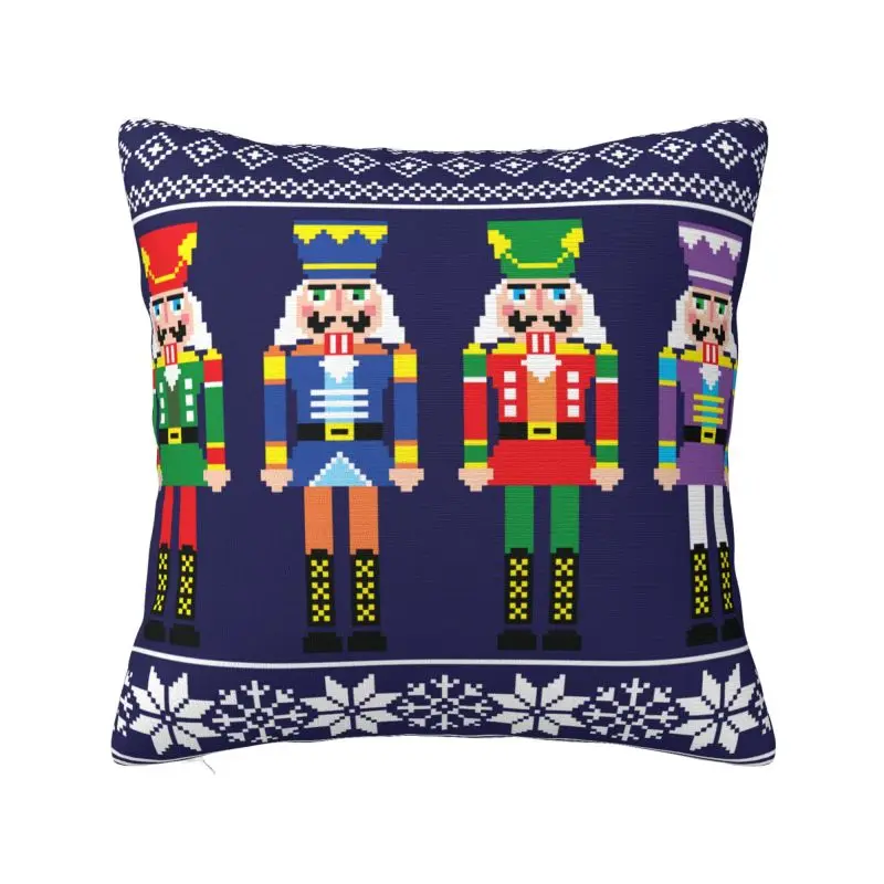 Luxury Nutcracker Cushion Cover for Sofa Soft Christmas Nutcrackers Toy Soldier Throw Pillow Case Bedroom Decoration