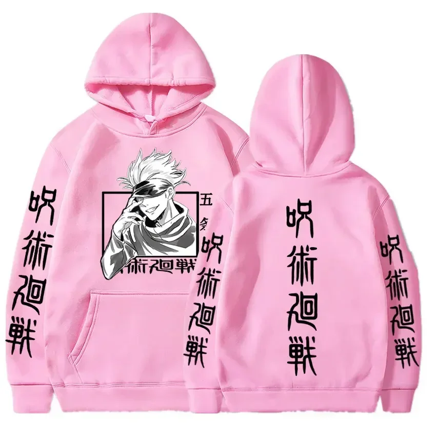 Casual Manga พิมพ์เสื้อหลวมแขนยาวผู้ชาย Hoodie Streetwear ญี่ปุ่นอะนิเมะ Jujutsu Kaisen Gojo Satoru Hoodies Sweatshirt