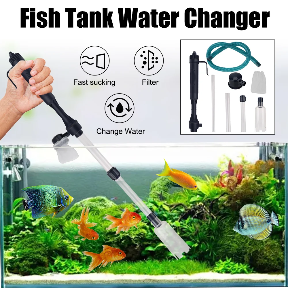 Waste Remover Vacuum Electric Water Change Pump Suction Filter Gravel Cleaner Tool Aquarium Fish Tank Pipe Filters Tools