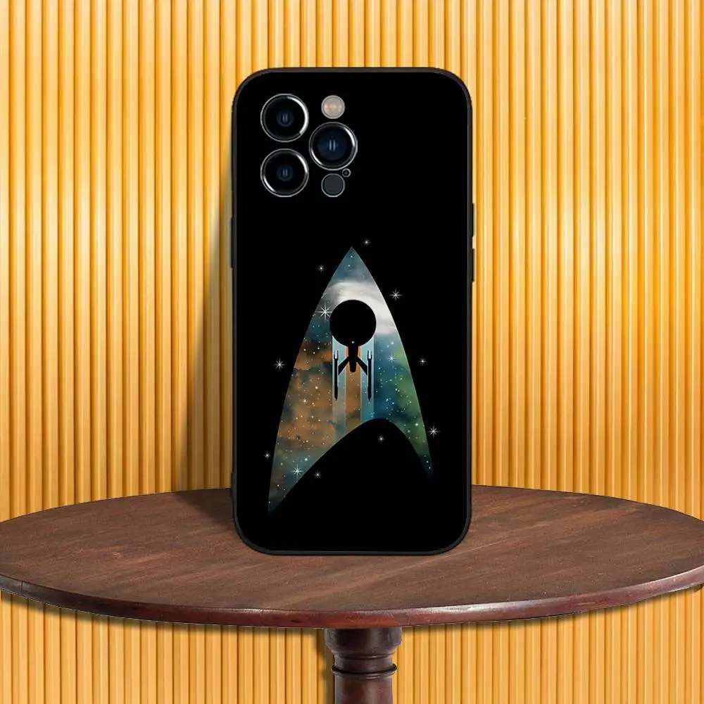 S-Star T-トレック船 iPhone 16,15,14,13,12,11,Pro,Max,Plus,X,XS,SE4,E,Mini用 ソフトブラックケース