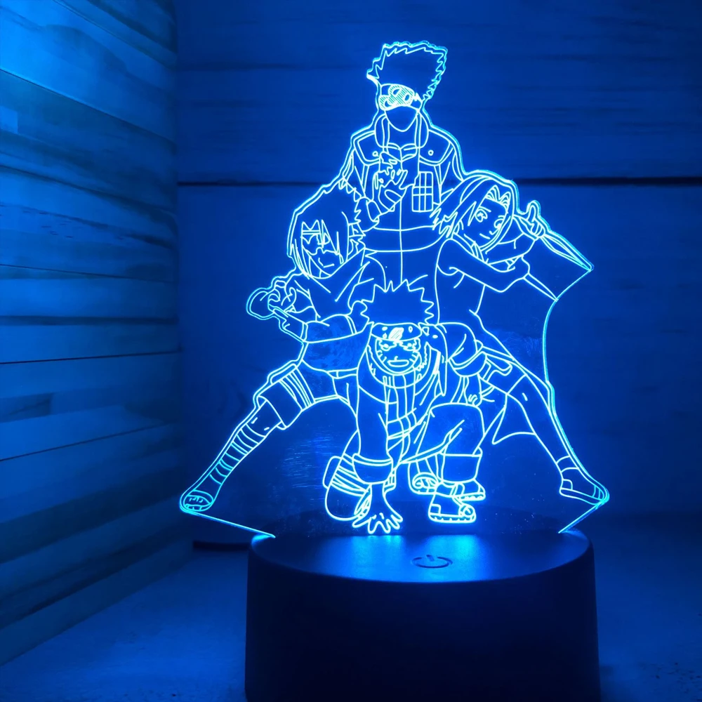Anime Naruto Uzumaki LED Night Light Toys Akatsuki Kakashi Hatake Kid Bedroom Nightlight Itachi Uchiha 3D 16 colors Lamp Decor view 3