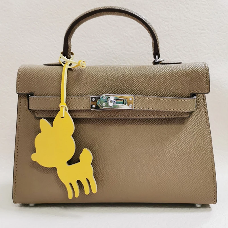 Natural Leather Cute Deer Shape Keychain Ladies Backpack Pendant Ladies Bag Charm