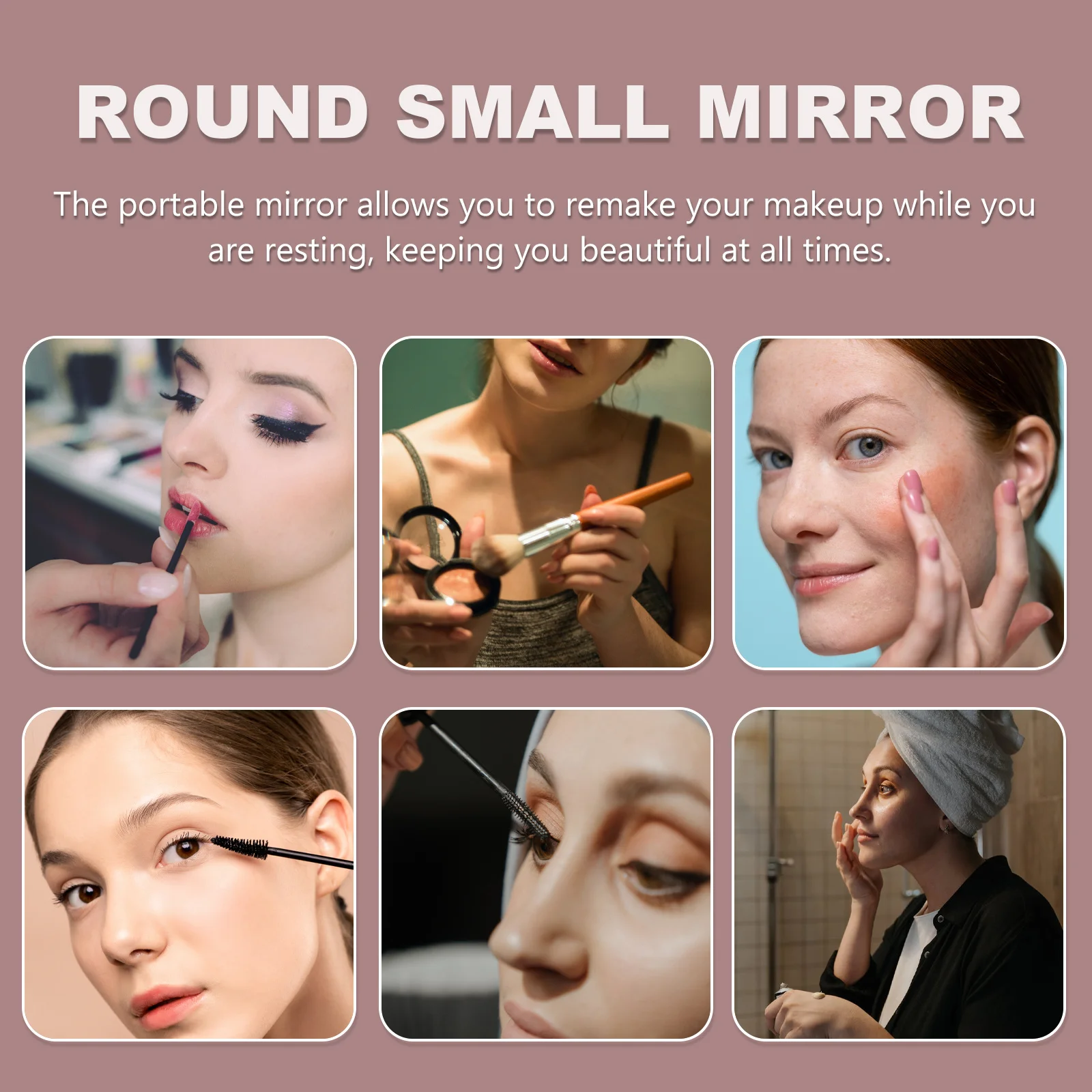 1Pcs Delicate Circular Mirror Portable Vanity Mirror for Ladies Key Ring Christmas Valentine's Day Gift