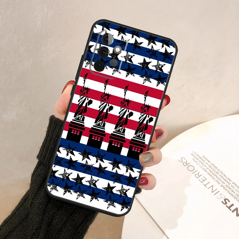 America USA Flag Statue of Liberty Case For Samsung Galaxy A14 A34 A54 A52 A72 A12 A22 A32 A11 A31 A51 A71 A13 A33 A53 A23