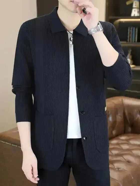 Men's Casual Knitted Sweater Pure Color Faion Outerwear Autumn New Sle Comfortable Fit Long Sve Cardigan Easy Care