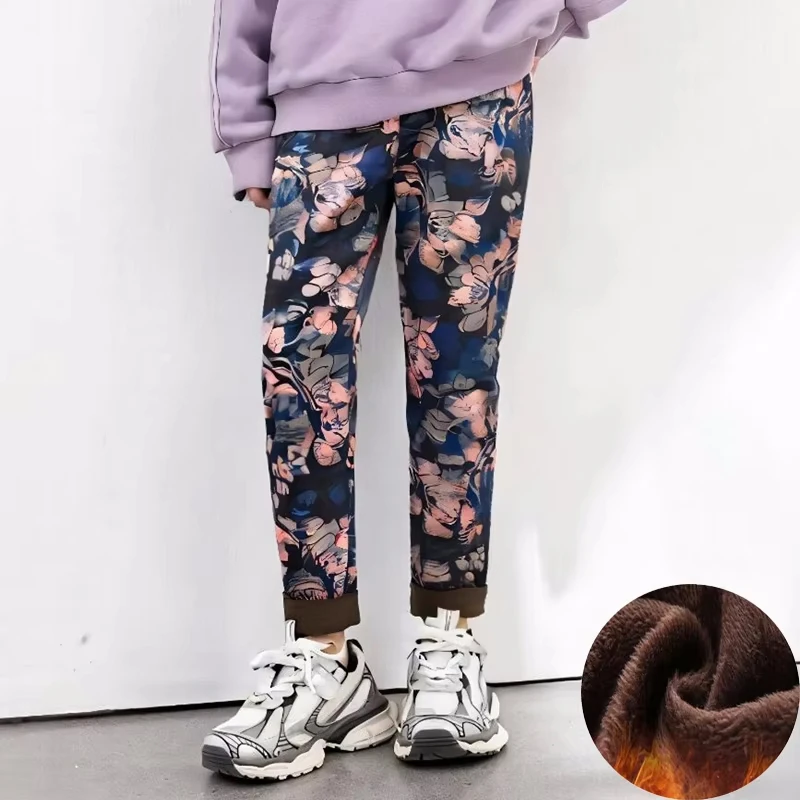 Autumn Winter Ｗarm Children's Pants With Cartoon Drawing Pattern Print for Kids Girls Leggings