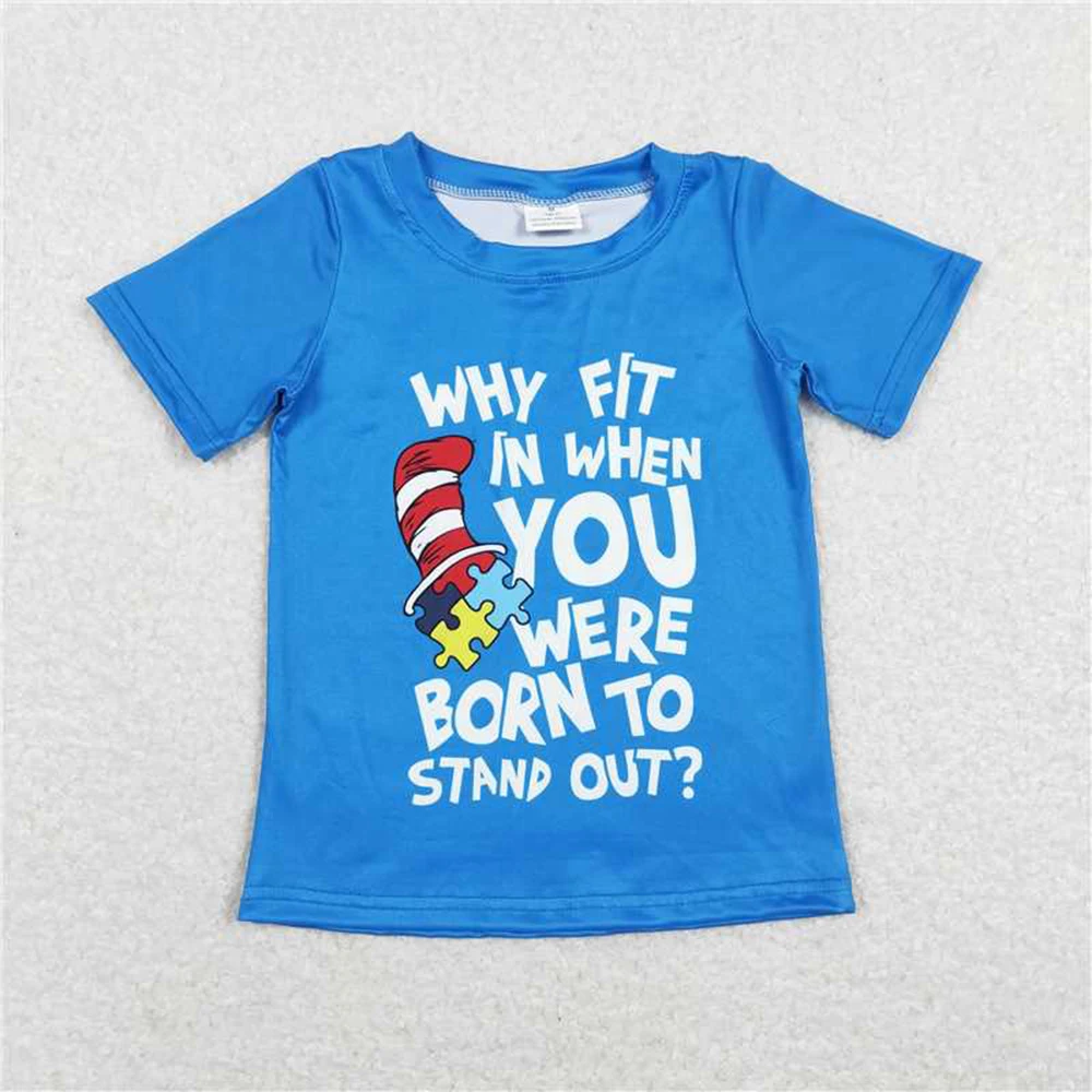 BT0479 toddler boy clothes dr.seuss blue boy tshirt top