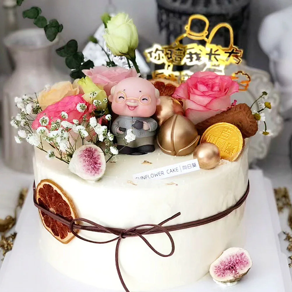 

Cake Decoration Figurines Miniature Elderly Couple Statue Gifts for Anniversary Birthday Party Accessories Vinyl