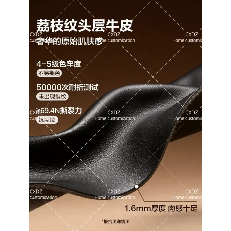 Minimalist Thickened Top Grain Leather Sofa Black Straight Row Couch for Living Room Modern Home Furniture 2026 New Arrival