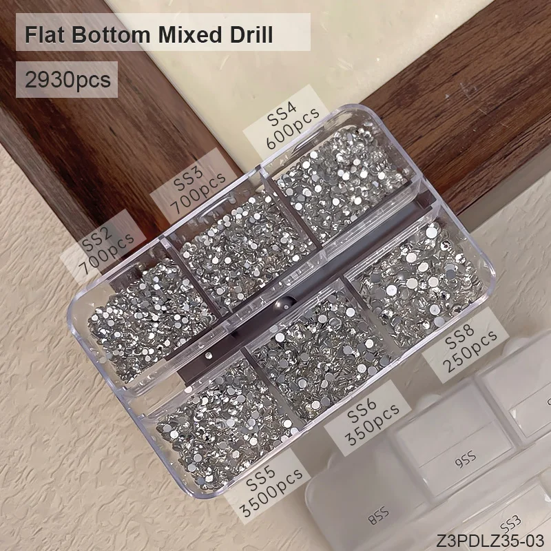 KANIU 1 Box Glänzende Klare Kristall-Edelsteine Nagelrhinestones Glas AB Flachbodige Gemischte Fantasieformen Diamanten Maniküre Dekorations-Set – Detail 5