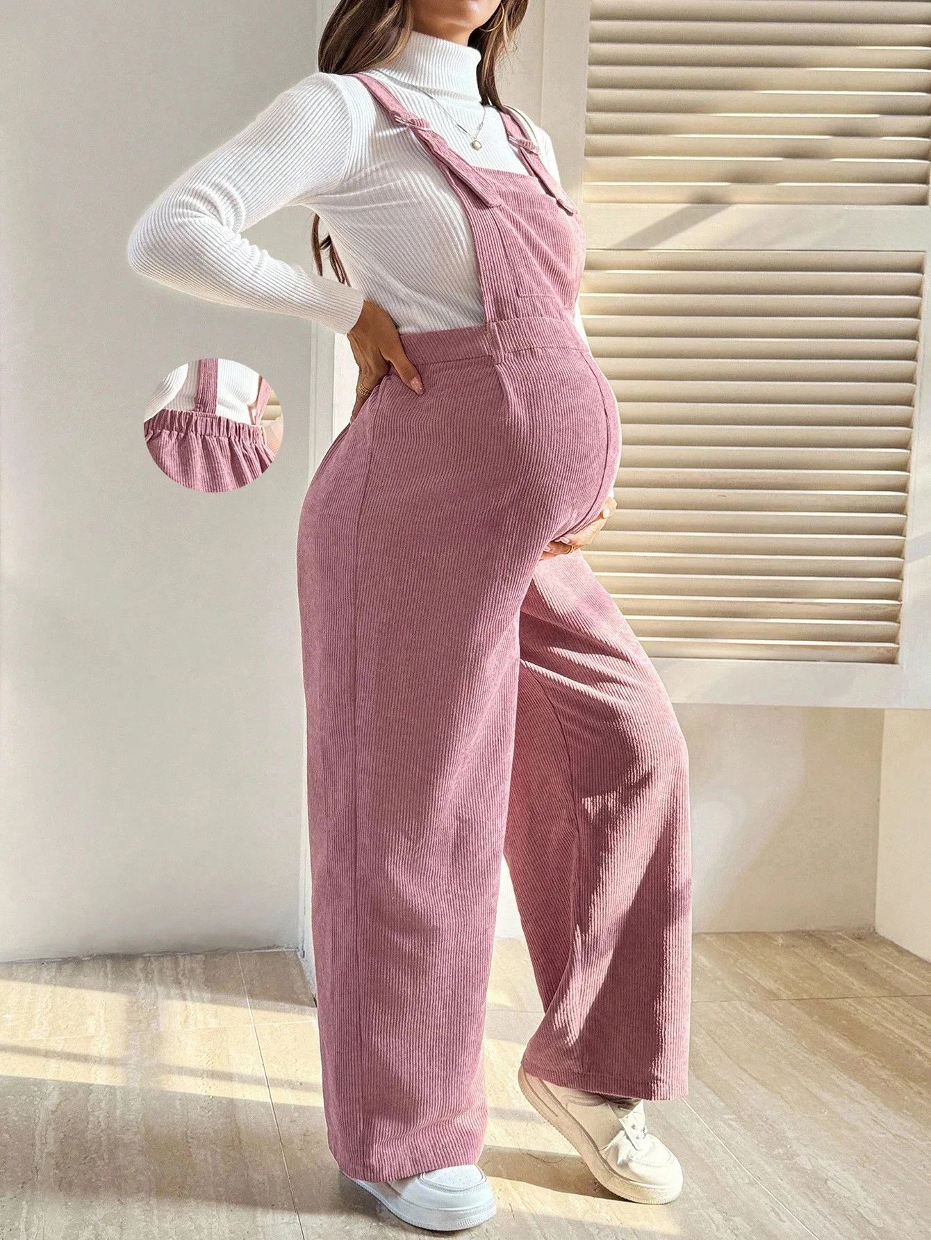 Corduroy Maternity Pants Suspender Trousers Fall Winter Loose Casual Pregnant Women One-Piece Wide Leg Rompers Overalls Jumpsuit