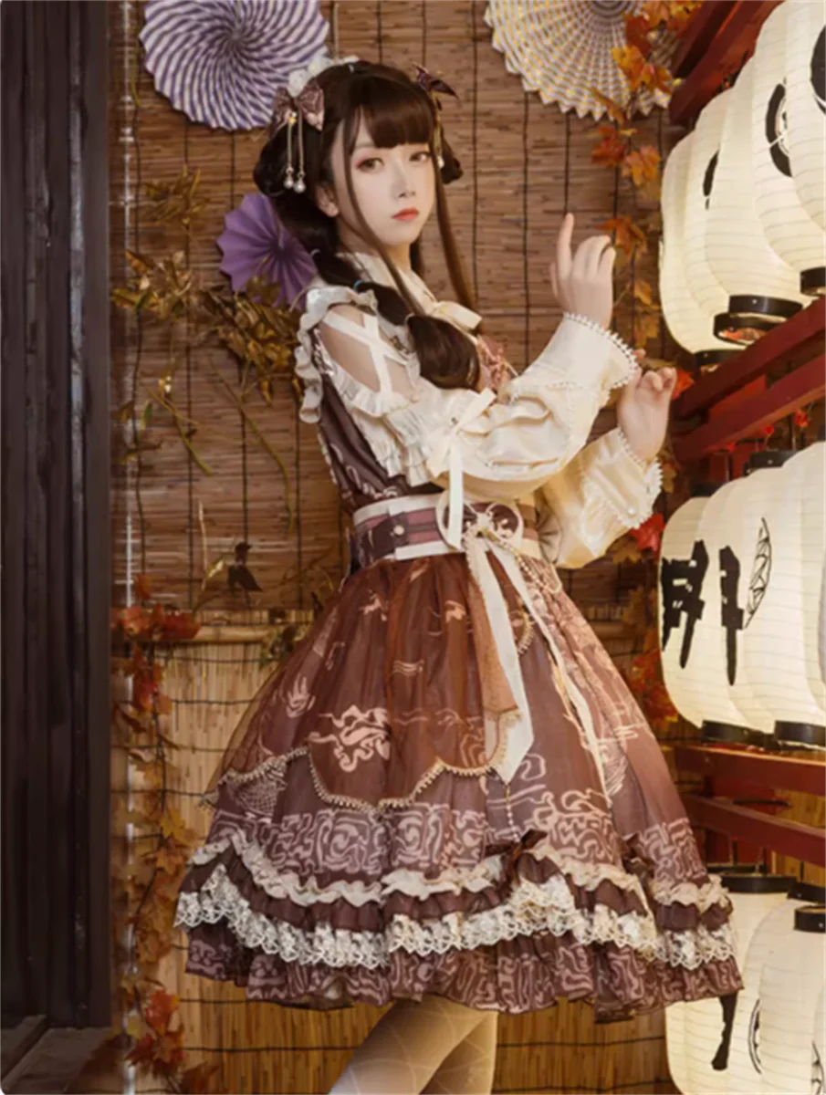 Lolita Vintage maid dress, renda apenas saia para meninas, Kawaii Jsk, Primavera