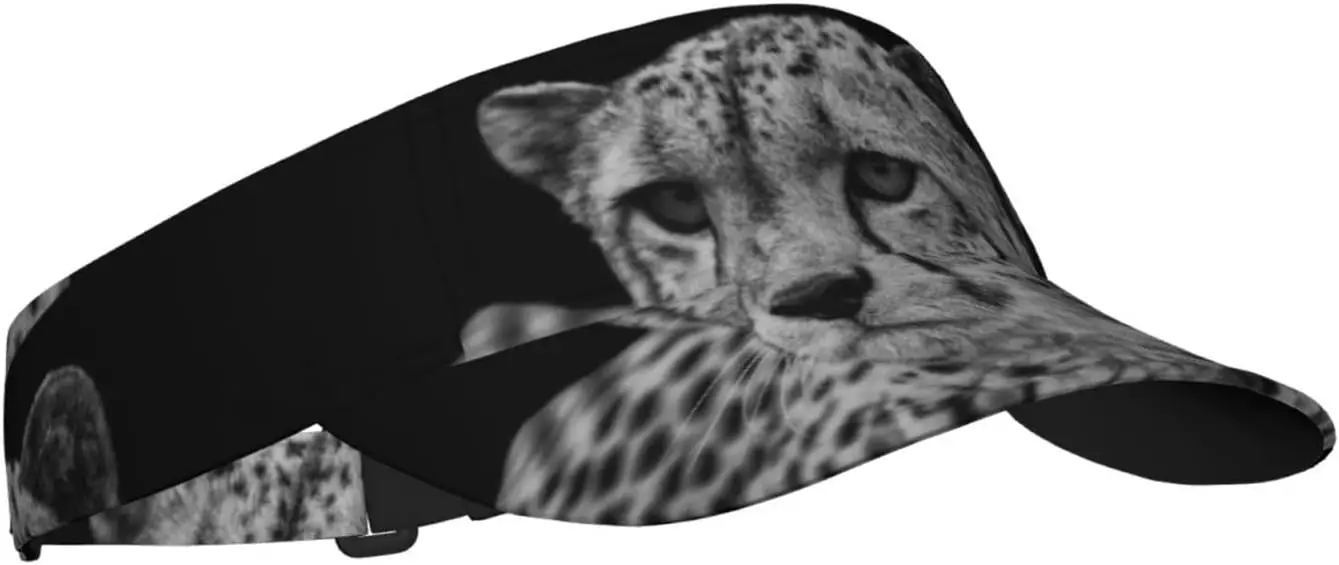 Sport Sun Visor Hat Cheetah in Black White Unisex Sun Hat Cap for Golf Tennis