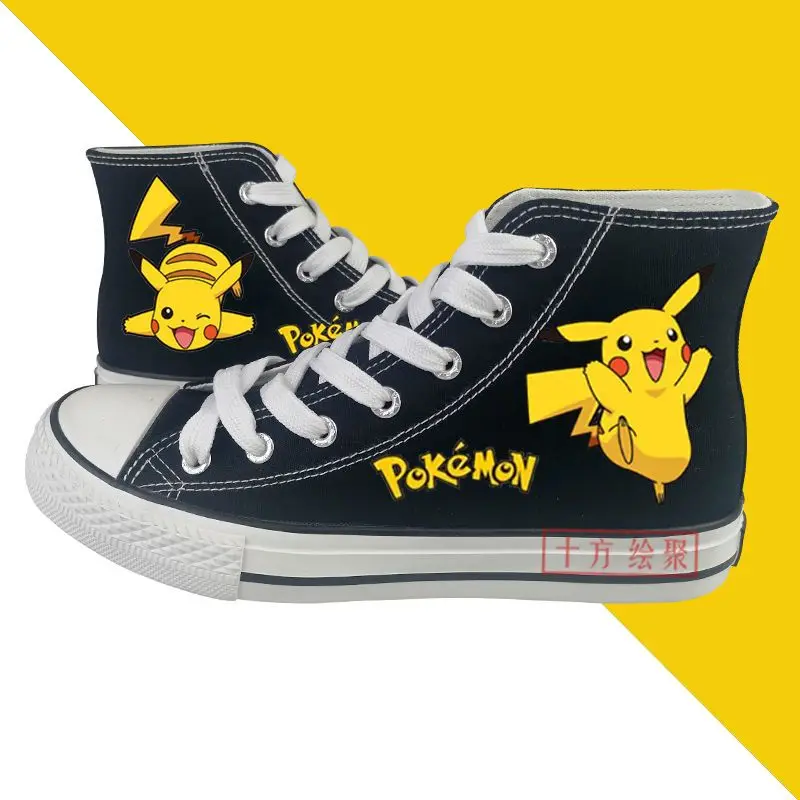 Canvas Female pikachu Same Printed High Top Hand-painted Shoes Korean Version Male Couple Student grils women shoes