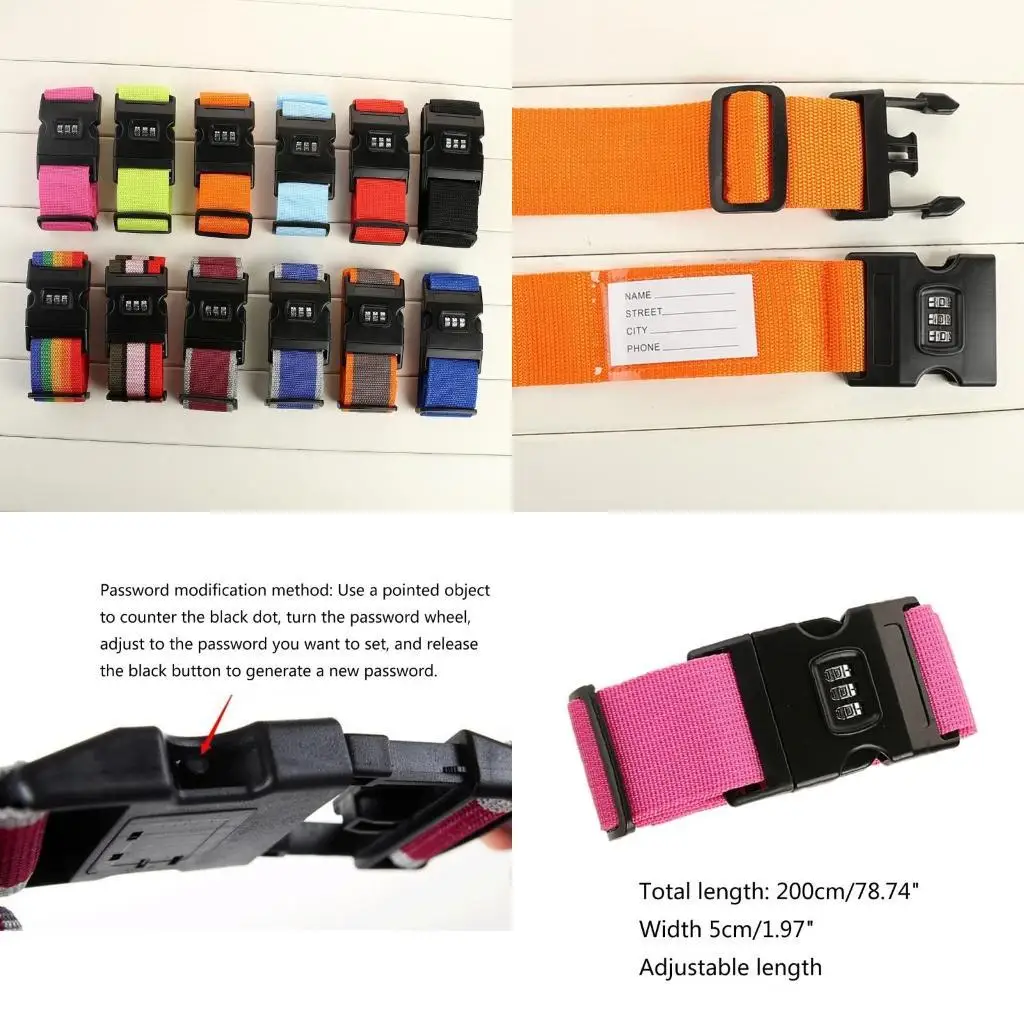 

D46D Adjustable Luggage Straps Portable Suitcase Belt Travel Accessorises for Unisex