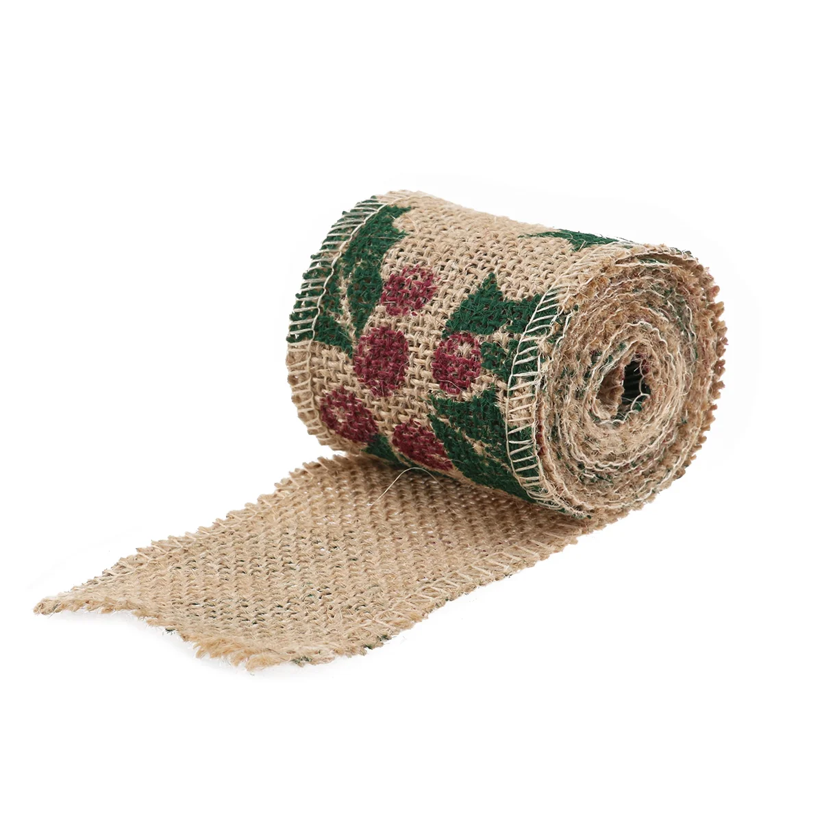 2M 6CM Leaf Style Burlap Craft Ribbon for DIY Crafts Home Wedding Christmas Decoration (Brown+Green)