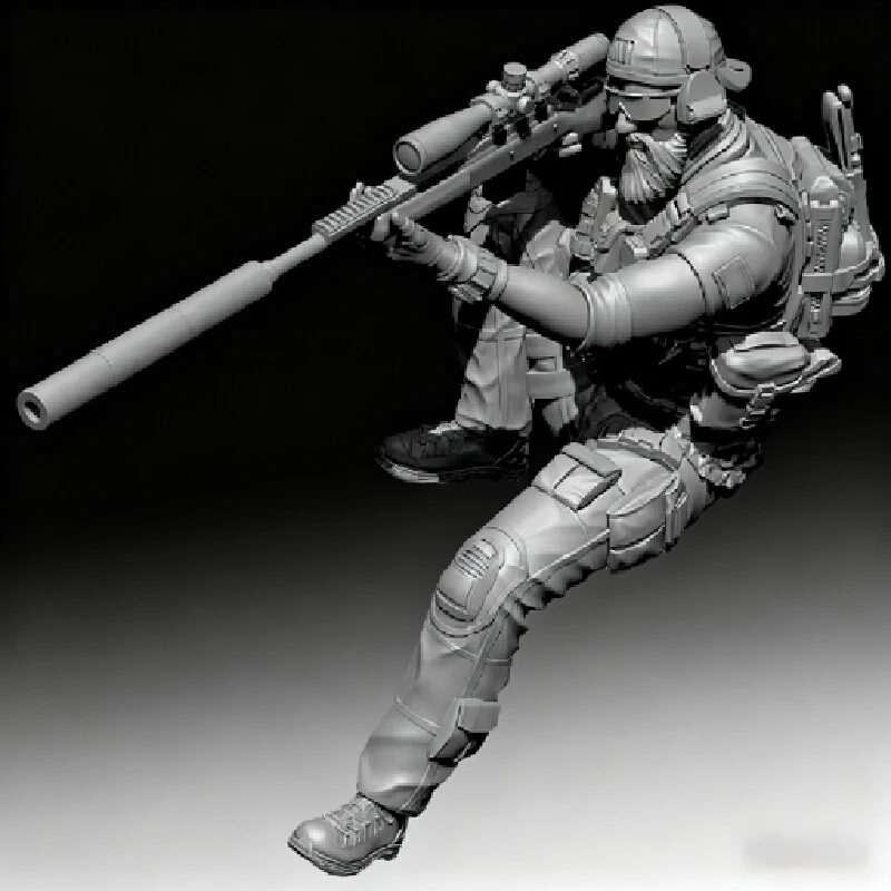 

1/35 Resin Model Figure Us Handsome Sniper Soldier Gk Micro Miniature 3d Printed White Model Toy Unassembled And Unpainted Kit