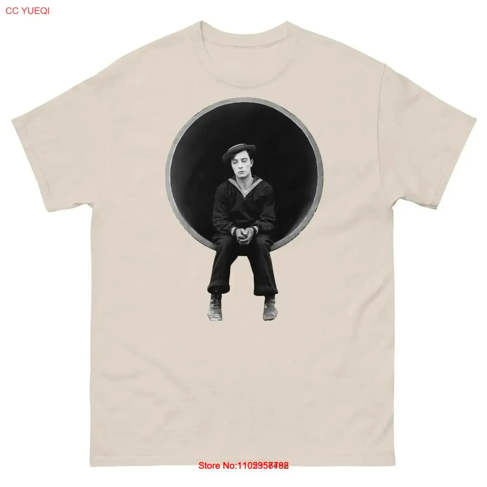 Camiseta de Buster Keaton, estrella del cine silencioso, leyenda de la comedia vintage, ropa de diseñador vintage lavada, informal, unisex
