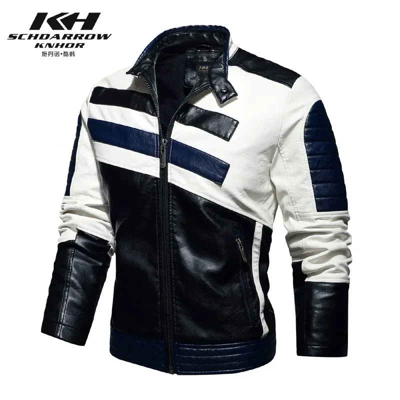 Mens Vintage Motorcycle Jacket 2024 Men Fashion New Biker Leather Jacket Male Embroidery Bomber Coat Winter Fleece Pu Overcoat