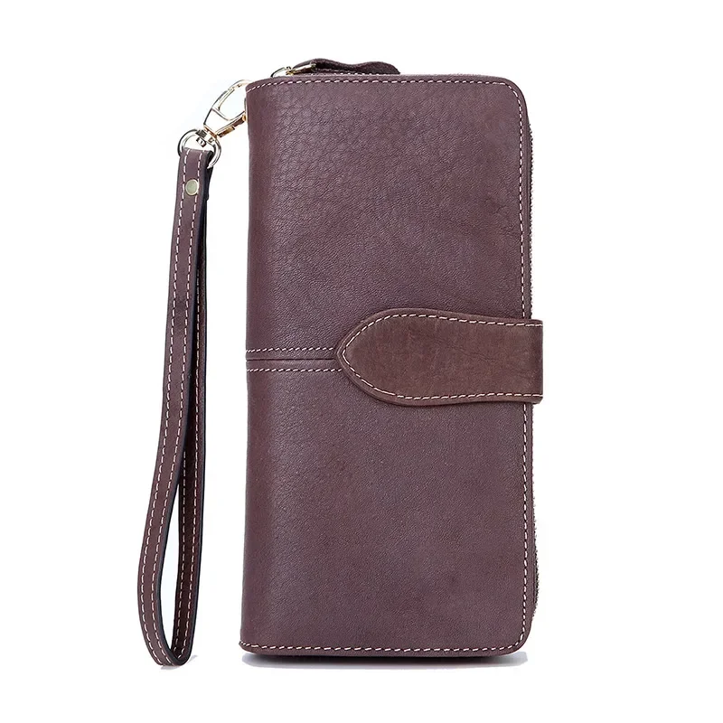 

Large Clutch Wallet for Women Genuine Leather Wallet Bifold Long Real Leather Women Purse Zipper Female Coin Bag Wallet