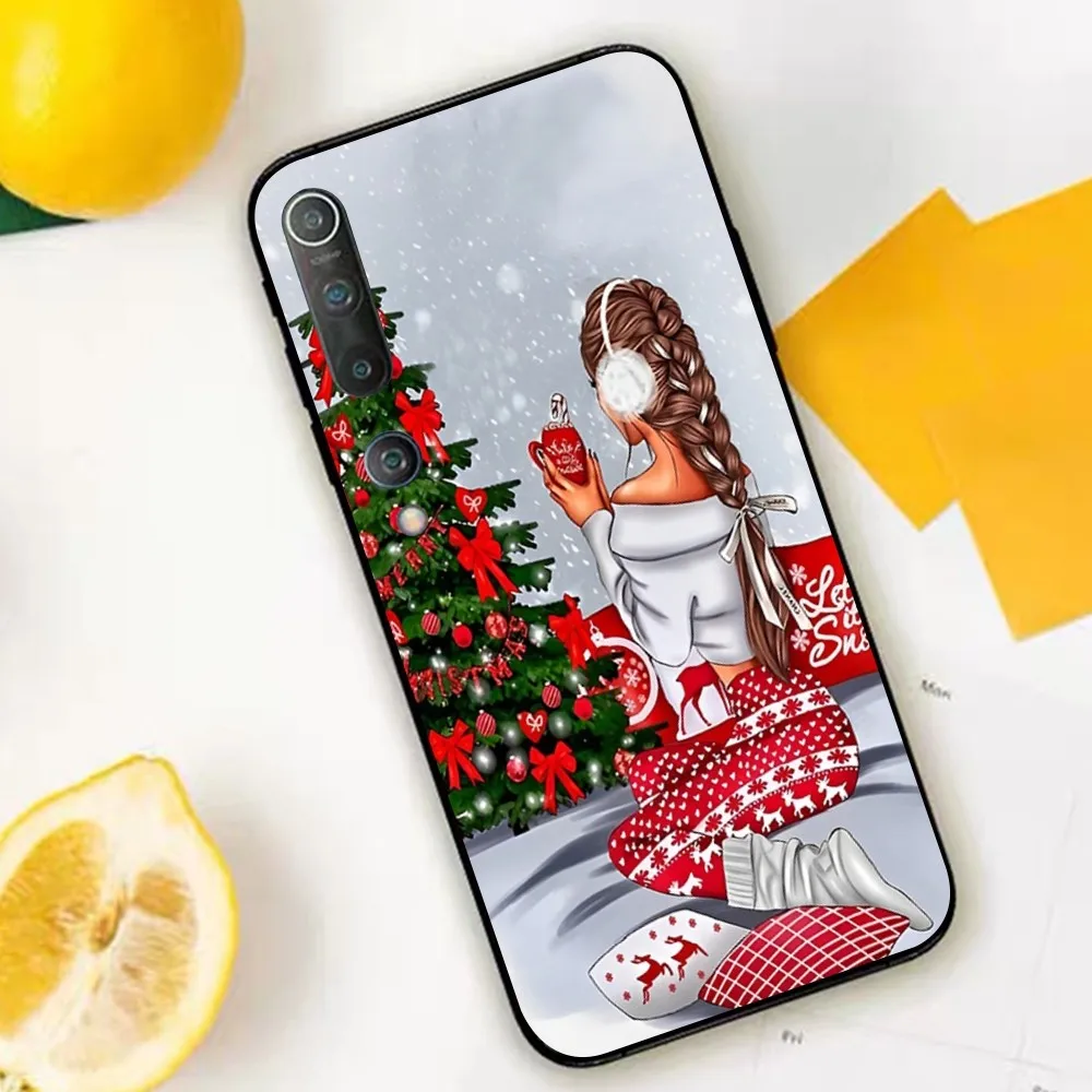 Coque de téléphone joyeux hiver Noël Fashion Girl, Xiaomi Mi, 5X, 8, 9, 10, 11, 12 Lite Pro, 10T, PocoX3Pro, PocoM3, Note 10 Pro Lite