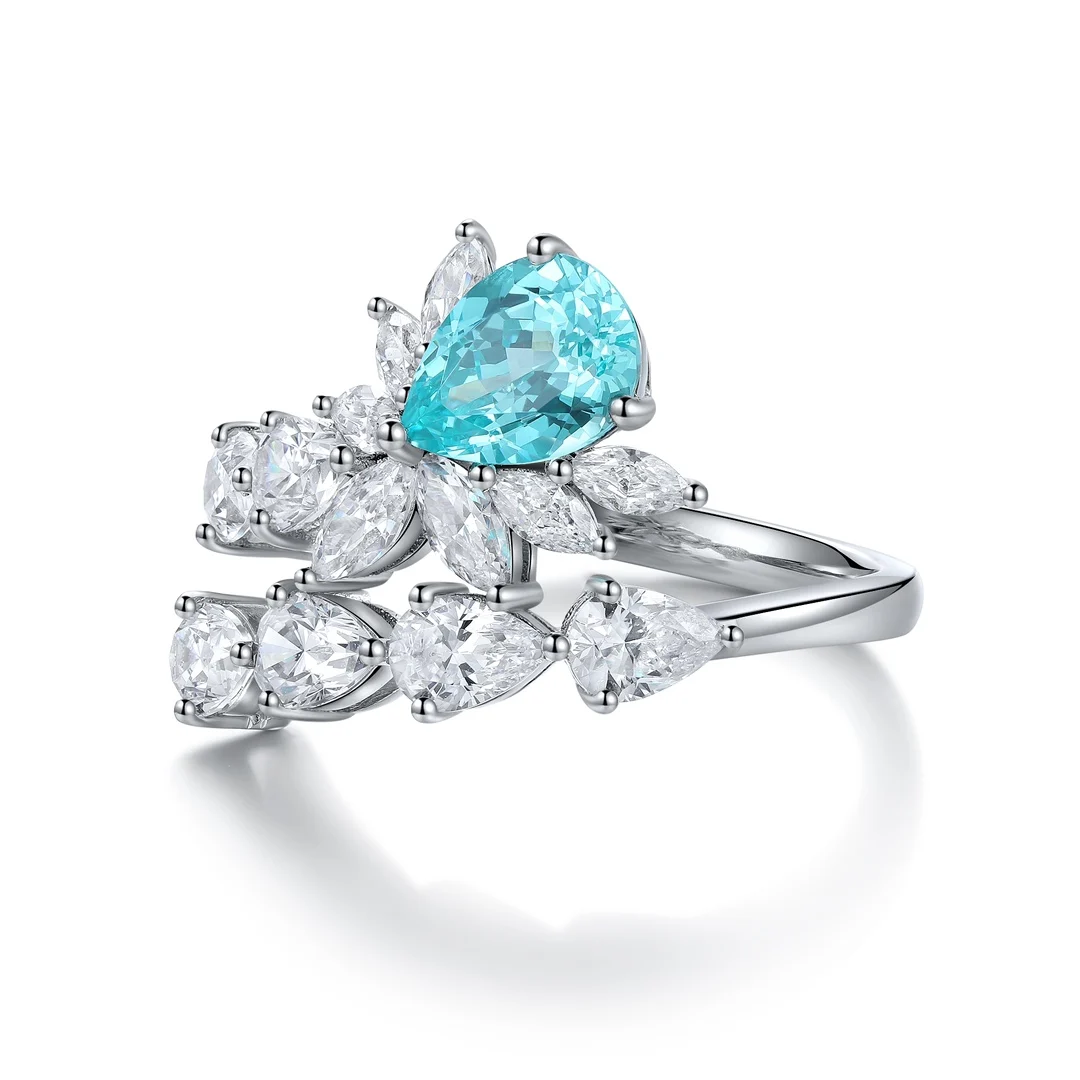 1 Carat Lab Grown Emerald Gemstone 925 Silver Ring Jewelry Blue Gemstone Sapphire Lab Created New Arrival