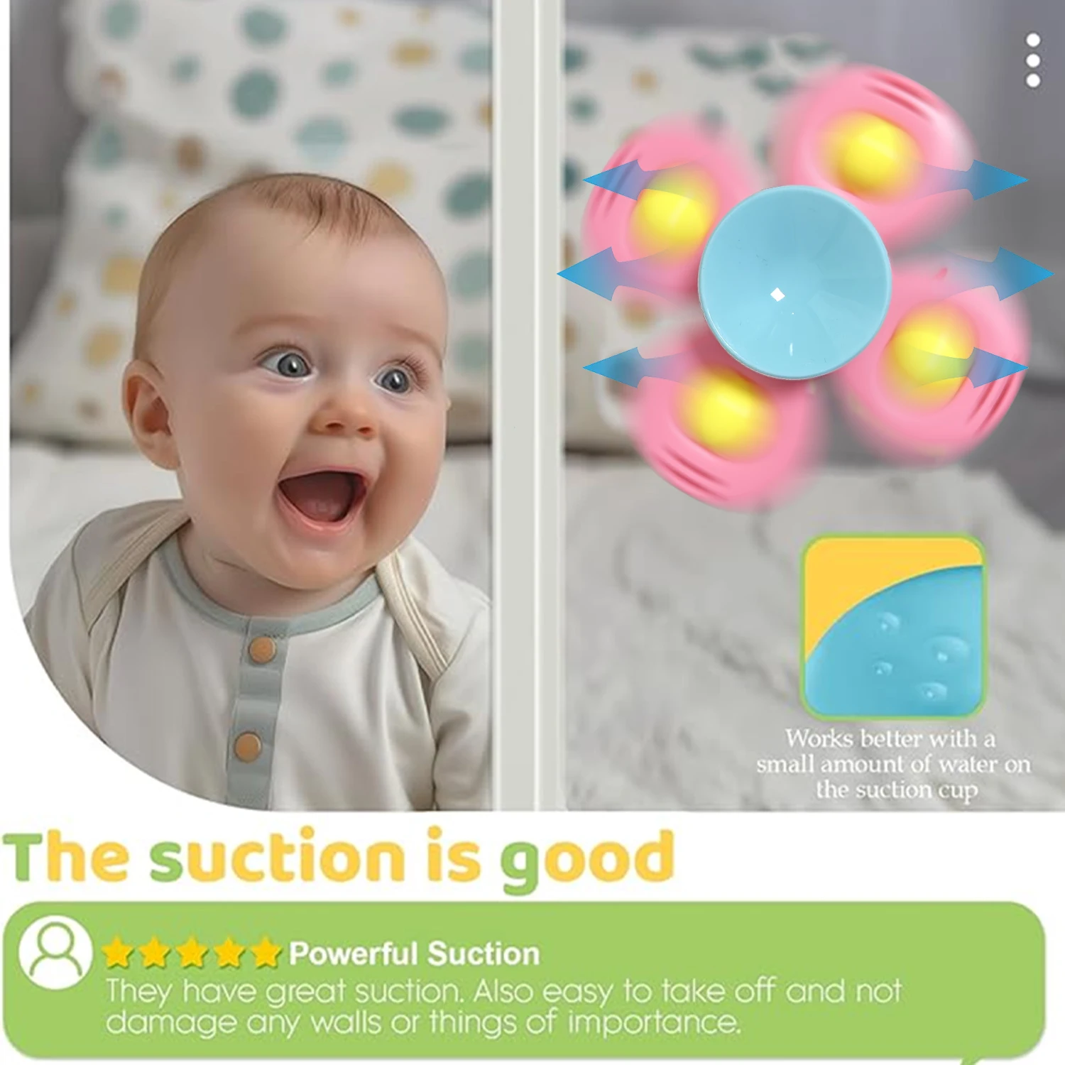 Cartoon Insect Suction Cup Gyro Toy Safe Bite Baby Feeding Interactive Suction Cup Toy Flower Fidget Spinner Bathroom Toys