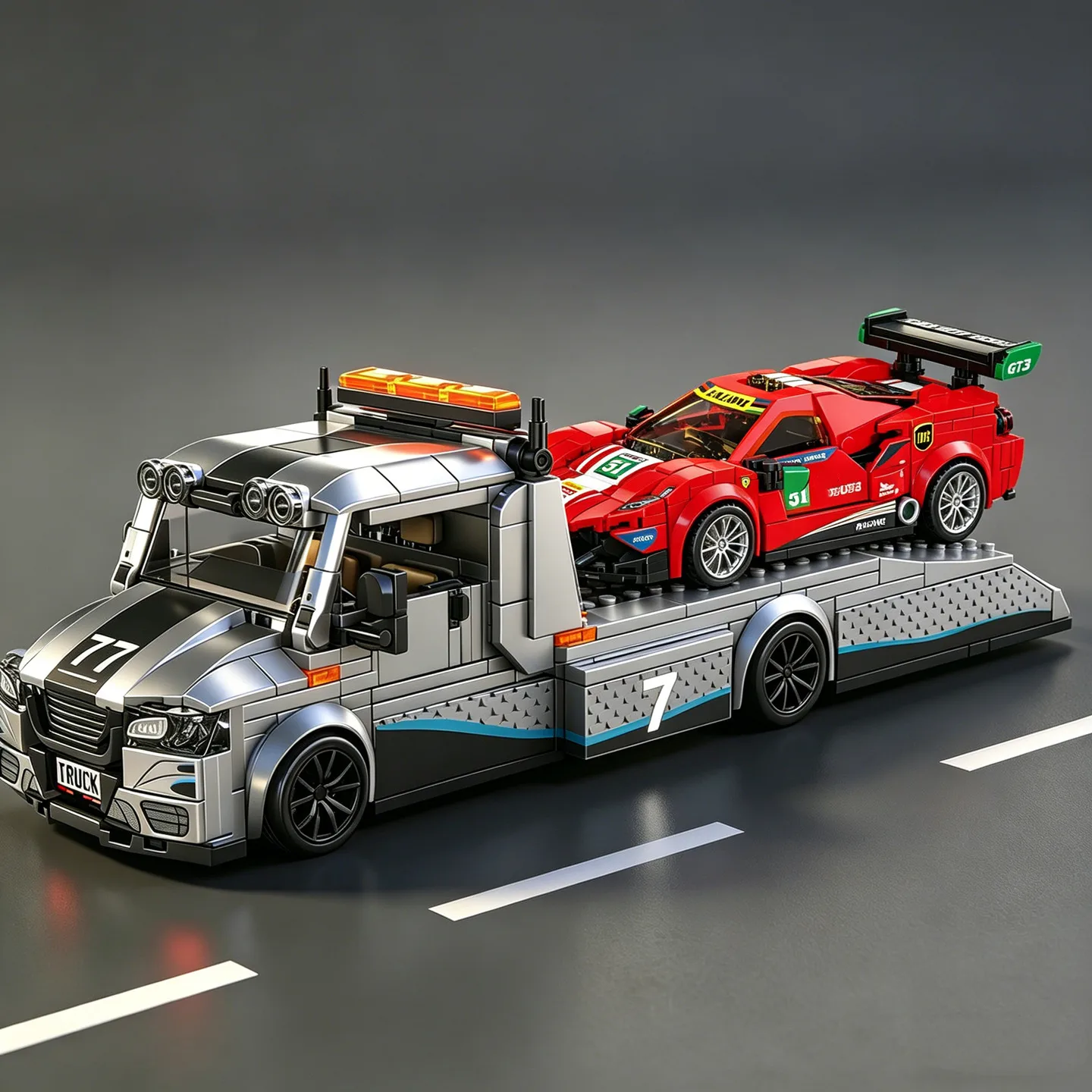 

Car Tractor Assembly Building Blocks: Sprinter Modified Trailer Display Set Toy Supercar Race Car GT3 Transport Truck 8+