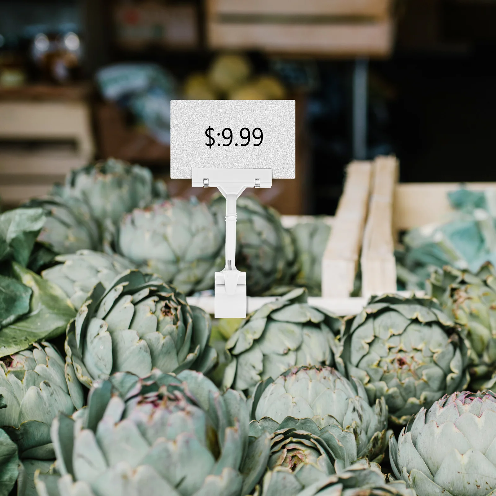 10Pcs Plastic Sign Holder Clip Adjustable Merchandising Sign Clip Rotating Display Rack White for Retail Store Shelf Labels